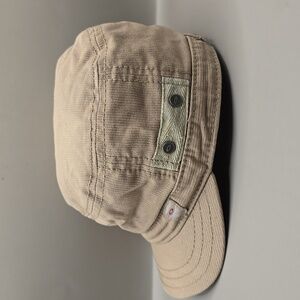Oakley Military Cadet Hat Flat-Top Small Khaki Cotton Ribbed Studs Army Outdoors